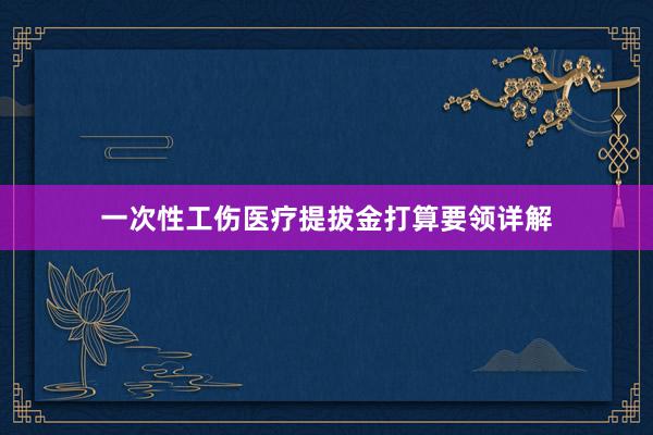 一次性工伤医疗提拔金打算要领详解
