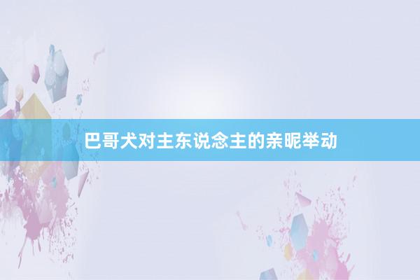 巴哥犬对主东说念主的亲昵举动